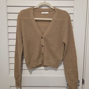 OAK + FORT Camel V-Neck Cardigan